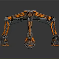 Orange Industrial Mechanical Equipment With Multi Legged Hydraulic Arms And Metal Structure
