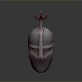 Medieval Metal Helmet Design With Decorative Top And Face Guard