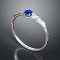 Elegant Silver Ring With Blue Gemstone And Leaf Pattern Design For Daily Use