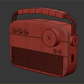 Blue Portable Radio Speaker With Handle Knobs Mesh Front And Classic Design 3d model