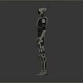Futuristic Humanoid Robot Character Featuring Metallic Body Blue Eyes And Mechanical Limbs