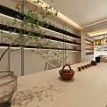 Liquor and Tobacco Specialty Store Facade With Wooden Wall Glass Door And Product Display Shelves