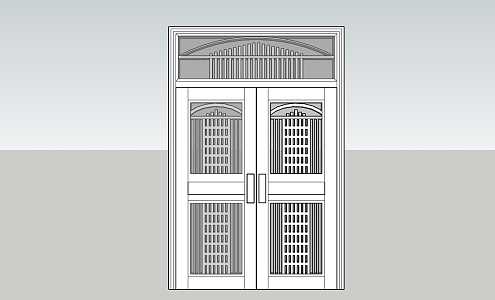 Modern double door stainless steel doors and windows 3d model