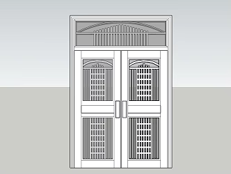 Modern double door stainless steel doors and windows 3d model