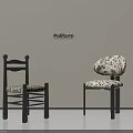 Modern Poliform Dining Chairs With Black Frame And Patterned Upholstered Seats 3d model