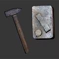 Vintage Rusty Metal Storage Container With Wooden Handle Hammer and Classic Design