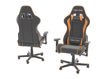 Ergonomic Black And Orange Gaming Chair With Adjustable Armrests And Rolling Wheels 3d model