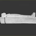 Egyptian Style Mummy Sarcophagus Wooden Sculpture With Gold Red Decorations And Open Lid