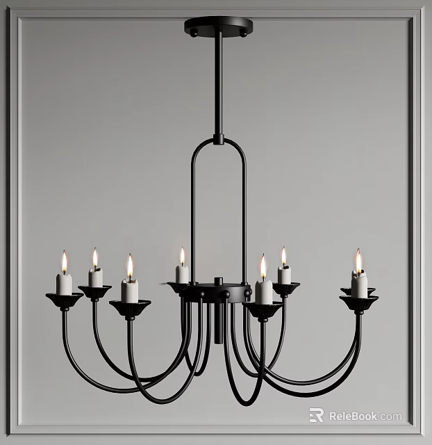 Black Chandelier With Candelabra Style Arms Multiple Candle Shaped Bulbs For Interior Decor 3d model 