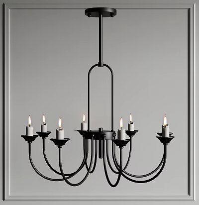 Black Chandelier With Candelabra Style Arms Multiple Candle Shaped Bulbs For Interior Decor 3d model