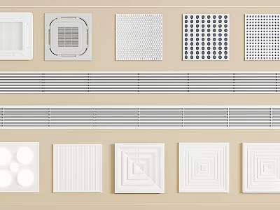 Various Modern Air Conditioner Air Vents With Different Grid Patterns and Styles 3d model