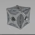 Metallic Mechanical Cube Structure With Intricate Geometric Panels And Reflective Surface 3d model
