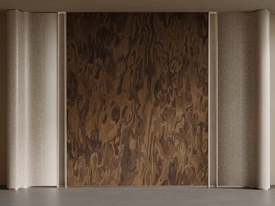 Modern Wooden Texture Background Wall Design With Light Colored Decorative Panels 3d model