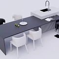 Italian-style island counter bar counter operating table dining table and chairs 3d model