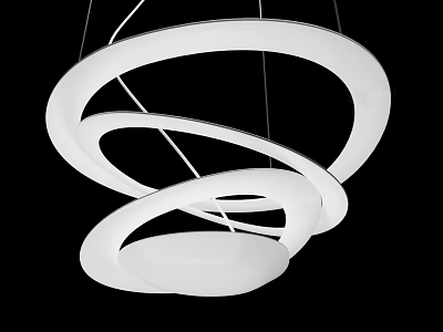 Contemporary Abstract Chandelier Featuring White Circular Rings Sleek Structure And Modern Design 3d model