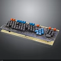 Mechanical Keyboard With Black Red And Blue Colored Keycaps And Key Layout