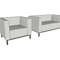 Modern Minimalist Light Beige Sofa Set With Two Piece Seats And Metal Legs Design