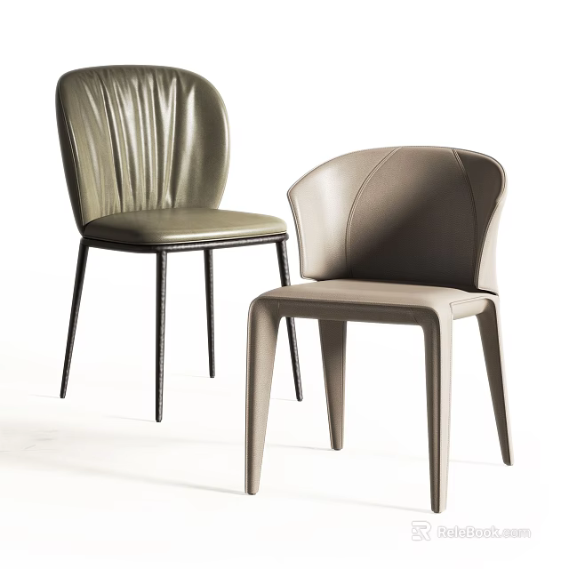 Modern Stylish Dining Chairs Featuring Two Different Colors Sleek Backrest And Slim Legs 3d model 