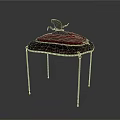Furniture Accent Table With Decorative Fringed Top And Slender Legs Design