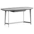 Modern Black Office Desk With Sleek Wooden Top And Metal Legs Design
