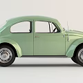 Green Vintage Volkswagen Beetle With Classic Design Shiny Exterior And Retro Style