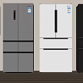 Various Styles of Modern Refrigerators and Freezers in Different Colors on