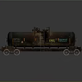 Rusty Tank Car With Metal Ladder Wheels And Industrial Markings