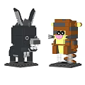 Cute Animal Shaped Building Blocks Donkey and Tiger Character Models