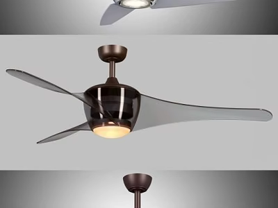 Modern Air Conditioning Fan With Dark Brown Blades And Ceiling Light 3d model