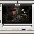Modern Projection Monitoring System With Large Screen Surround Sound Speakers And Warrior Character