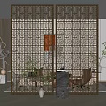 New Chinese Partition Metal Partition Screen 3d model