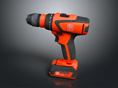 Orange And Black Cordless Power Drill With Ergonomic Grip And Rechargeable Battery 3d model
