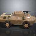 Military Khaki Tank With Turret Mounted Machine Gun And Large Wheels