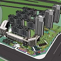 Modern Residential Complex With High rise Low rise Buildings Landscaped Gardens And Central Plaza