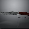 Artisan Crafted Knife With Patterned Blade Red Handle And Metal Guard