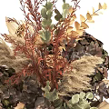 Black Vase Arrangement with Dried Pampas Grass Eucalyptus and Hydrangea in Warm Tones