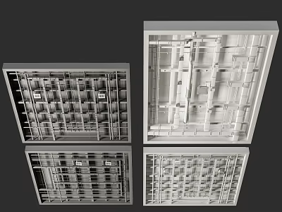 Various Grid Ceiling Structural Designs With Modern Framework And Patterns 3d model