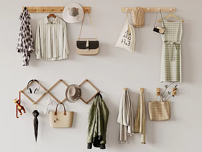 Stylish Wooden Wall Hooks For Hanging Shirts Dresses Hats Bags And Scarves 3d model