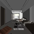 Modern Apartment Living Room With Neutral Tones Sofa Coffee Table And Floor to Ceiling Windows