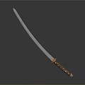 Traditional Samurai Sword With Curved Sharp Blade And Wooden Handle Design