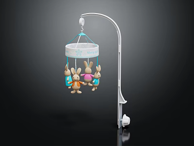 Cute Colorful Rabbit Dolls Baby Mobile With Hanging Stand For Nursery 3d model
