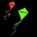 Interactive Area Featuring Red Kite With Stars And Green Kite With Fire