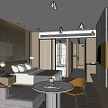 Hotel Lobby Bathroom Design With Bathtub Toilet Vanity And Modern Lighting