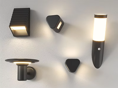 Modern Stylish Wall Lamps With Various Shapes Black Finish And Sleek Design For Interior Lighting 3d model
