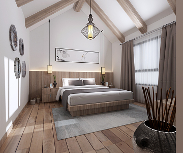 New Chinese Room Homestay Hotel Rooms 3d model