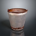 Vintage Rustic Metal Bucket With Rusted Worn Finish For Home Decor