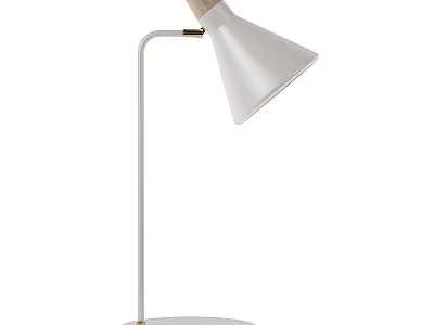 Modern White Table Lamp With Metal Stand And Wooden Accent Design 3d model