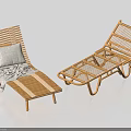 Modern Wicker Lounge Chairs With Gray Cushion And Soft Blanket Design