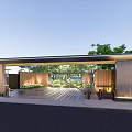 Modern Entrance Gate Design With Wooden Panels Greenery And Ambient Lighting