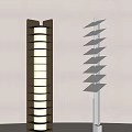 Modern Designer Floor Lamps With Layered Rectangular And Spiral Blade Like Structures